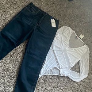 Boyfriend jean and bodysuit set 2 pc